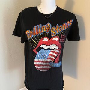 vintage inspired Rolling Stones 2019 Tour T-shirt with American flag tongue grap